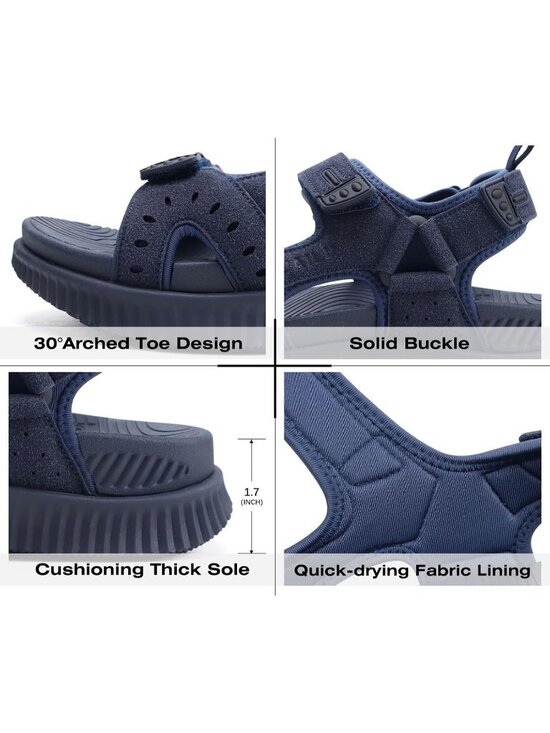 Men\'s Dark Blue Arch Support Thick Cushion Recovery Athletic Hiking Sandal Shoes main image 6